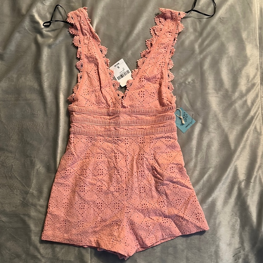 NWT Pink Lace Romper